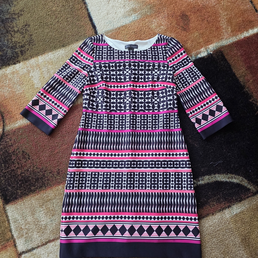 Jessica Howard Cream Dress with Pink Trim